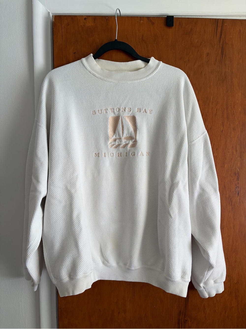 Cream Graphic Crewneck Sweatshirt - Suttons Bay Michigan